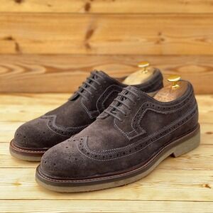 Trask 30-0879 Men‎ Wingtip Suede Oxford Brown Shoes Vibram Gum Sole Size 9 M